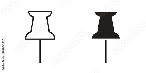 Push pin icons. Line Art Style Design Isolated On White