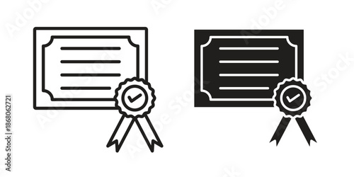 Qualification icons. Line Art Style Design Isolated On White
