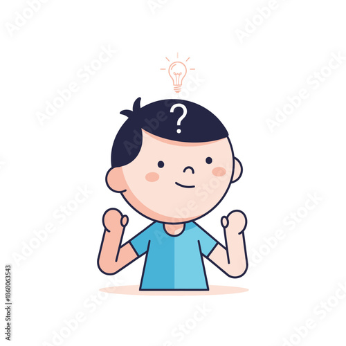 Child with Question Mark and Lightbulb, Idea Concept