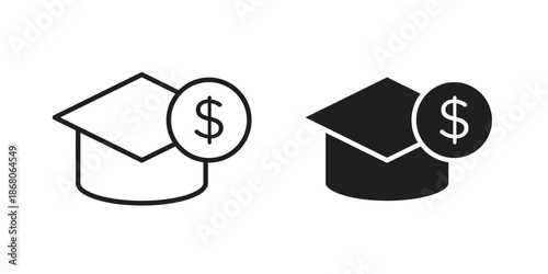 Scholarship icons. Line Art Style Design Isolated On White