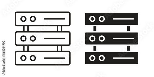 Server rack icons. Line Art Style Design Isolated On White