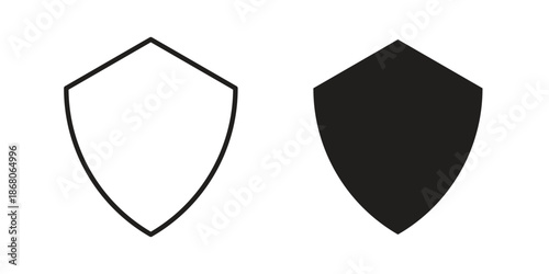 Shield icons. Line Art Style Design Isolated On White