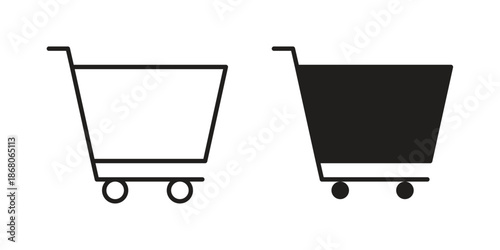 Shopping trolley icons. Line Art Style Design Isolated On White