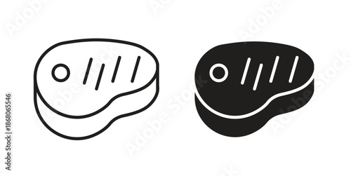 Steak icons. Line Art Style Design Isolated On White
