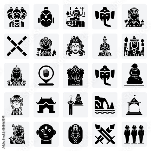 Spiritual And Divine Figures Of Eastern Religion – Illustrating Ganesha, Durga, Brahma, And The Bodhisattva Tara For Educational Use