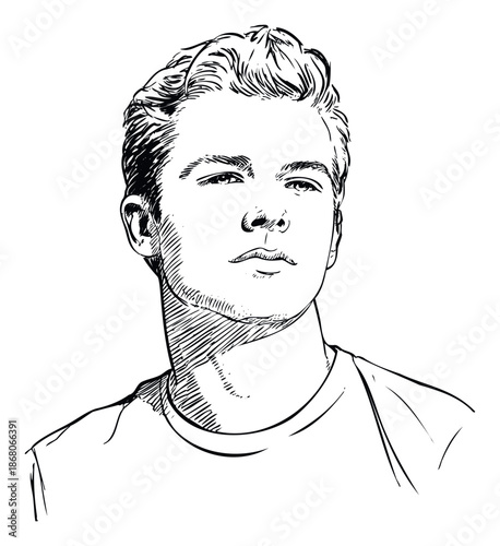 Dynamic sketch portrait of a youthful male ideal for a modern avatar or character graphic suitable for various digital and print media projects