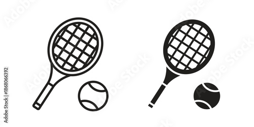 Tennis icons. Line Art Style Design Isolated On White