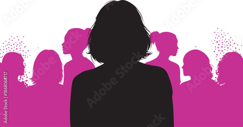 International women's day celebration silhouette isolated on transparent background