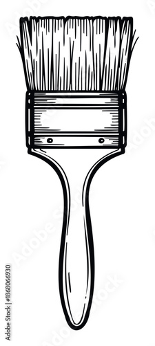 Stylized hand drawn paintbrush graphic illustrating a fundamental tool for painting, suitable for home renovation, DIY projects, professional painter services, and artistic hobby related