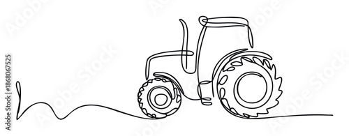 Continuous line drawing of a tractor, perfect graphic element for agricultural businesses, farming industry advertisements, or modern farmthemed branding concepts
