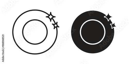 Washing dishes icons. Line Art Style Design Isolated On White