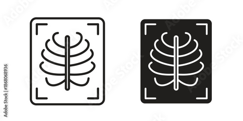X-ray scan icons. Line Art Style Design Isolated On White