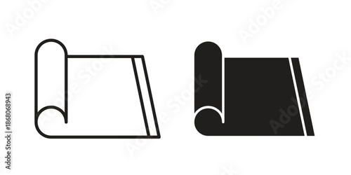 Yoga mat icons. Line Art Style Design Isolated On White