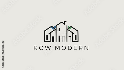 Modern Row House Architectural Logo Design.