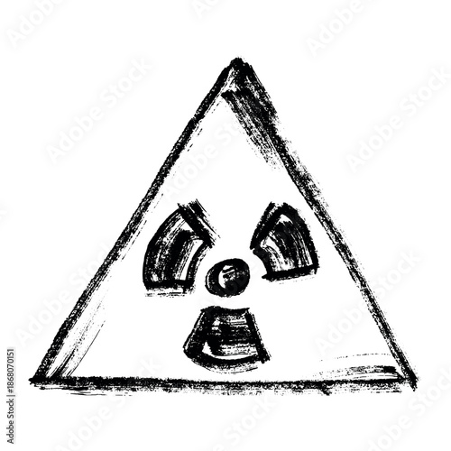 Hand drawn radiation sign Nuclear radiation hazard symbol Radioactive danger warning sign clipart in doodle style Nuclear safety Radioactive waste Single element for print, web, design, decor