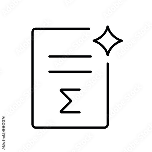 A vector icon representing automatic summarization of content on a page, created in line style with editable stroke