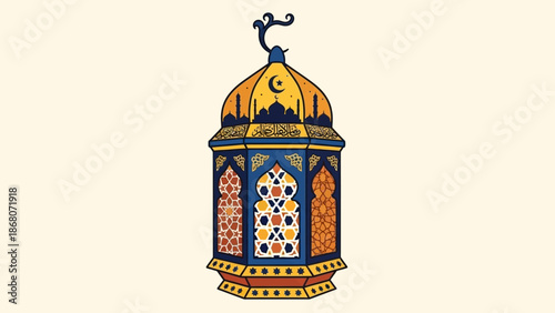 Ramadan Lantern with Islamic Art and Arabic Calligraphy