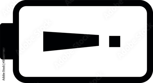 Broken battery icon design with black outline on white background for conceptual graphics