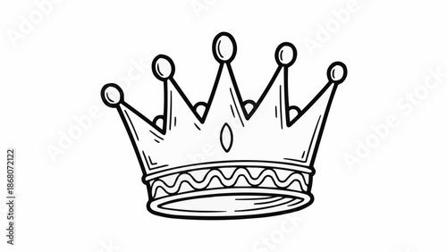 Hand drawn crown illustration symbol of royalty and power.