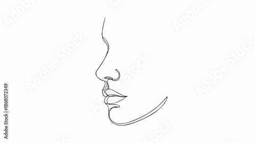 Minimalist continuous line drawing of a womans profile.