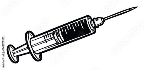 Essential medical syringe with a sharp needle for various healthcare procedures and clinical applications like vaccinations or administering medication