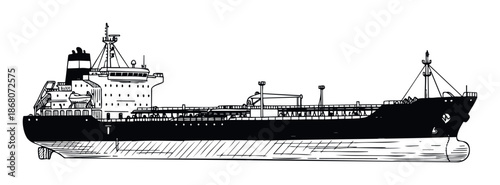 Large industrial cargo ship with detailed superstructure and hull, perfect for showcasing global maritime trade, logistics operations, and ocean transportation services.