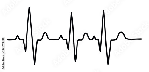 Dynamic black heartbeat line illustrates medical health data, perfect for healthcare technology presentations, wellness applications, or cardiac monitoring interfaces.