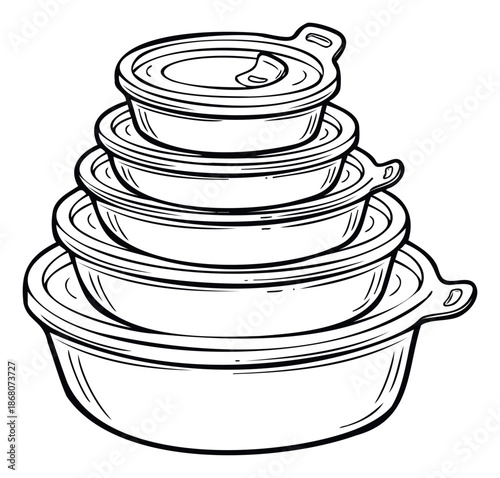 Stack of reusable plastic food storage containers with lids and handles, organized for efficient kitchen organization and healthy meal preparation, perfect for domestic product displays.