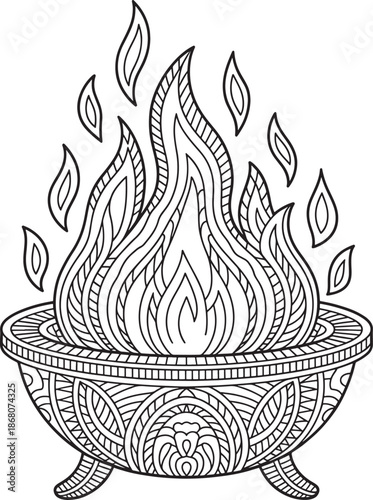 fire pit Intricate coloring page for adults relaxing therapeutic art activity vector illustration line art royalty free stock photos premium quality