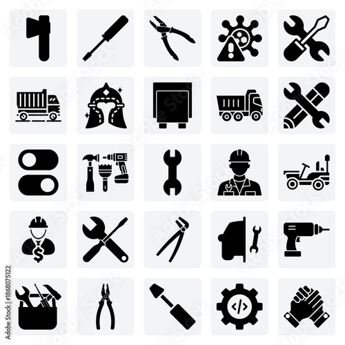 Job Site Safety And Equipment – Protective Helmet, Warning Signs, And A Variety Of Essential Hand Tools.