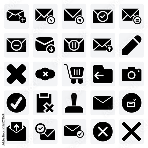 User Interface Functions For Email Clients – Check Mark, Pause, And Upload Controls For Application And Web Development