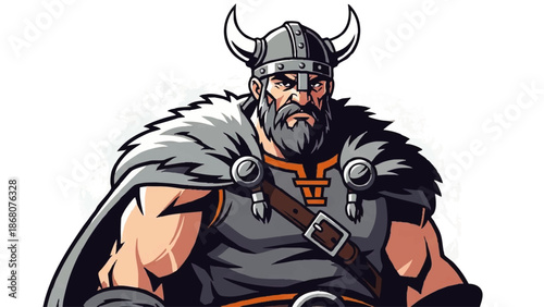 Viking Warrior Cartoon Character Illustration.