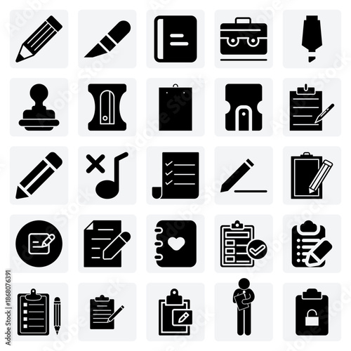 Tools For Writing, Crafting, And Organizing, With Pencils, Cutters, And Stamps For Creative And Business-Related Designs.