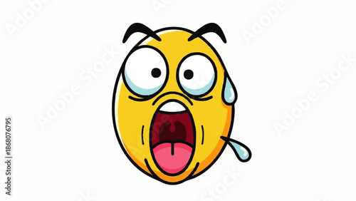 Yellow Emoji Face Showing Extreme Surprise.