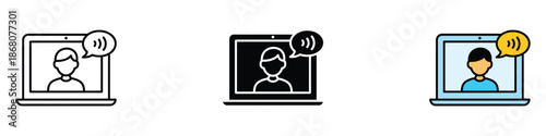 Webinar icon vector. virtual communication and remote meeting symbol. vector illustration.