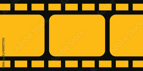 Film roll strip background. Vintage movie cinema banner. Cinematography
