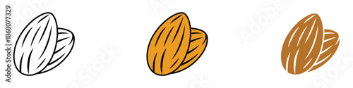Almond icon vector. almond nuts, healthy snack and ingredient symbol. vector illustration.