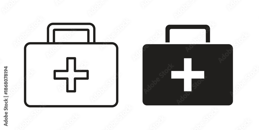 Obraz premium Medical kit icons. Line Art Style Design Isolated On White
