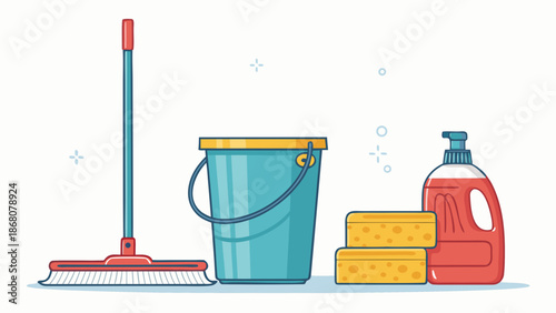 mop and bucket of cleaning