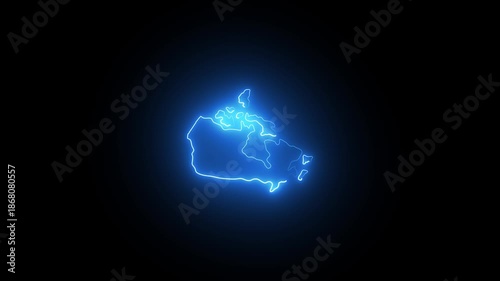 Glowing Blue Map of Canada Neon Outline on Dark Background canada map country outline