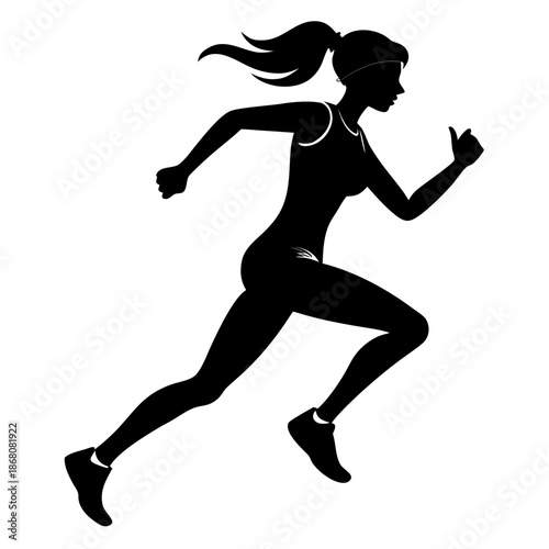 Female Runner Silhouette – Fast Running Woman Vector
