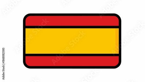 A minimalist graphic representation of the Spanish flag with rounded corners on a white background