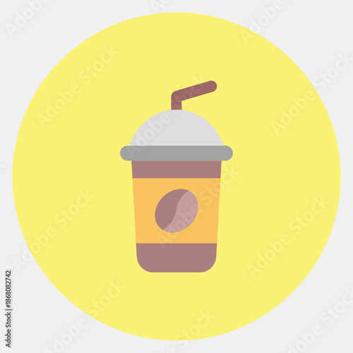 Icon ice coffee. Coffee shop elements. Icon in color mate style.
