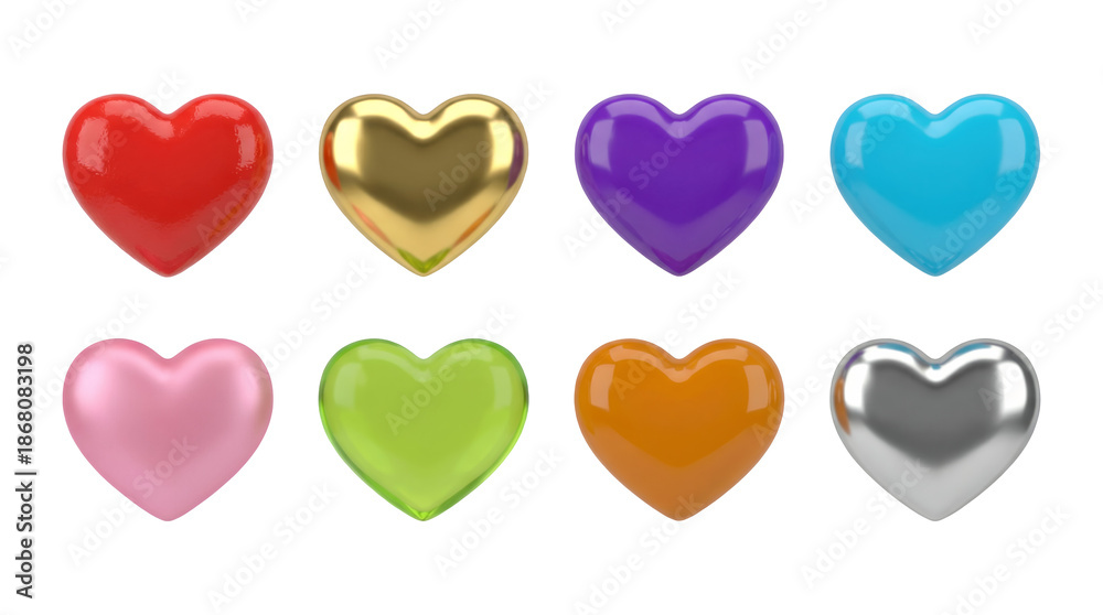 custom made wallpaper toronto digitalGlossy heart set including red, gold, purple, blue, pink, green, orange, and silver colors isolated. Romantic symbols for valentine and wedding design.