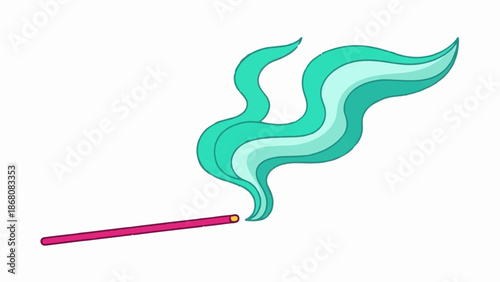 A lit magenta stick emits flowing teal and light blue smoke