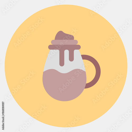 Icon whipped cream coffee. Coffee shop elements. Icon in color mate style.