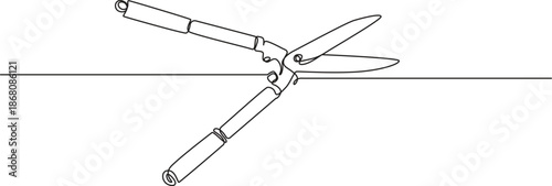 Continuous Line Drawing of Garden Shears,Garden Scissors for Plant continuous line art drawing style vector illustration