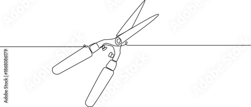 Continuous Line Drawing of Garden Shears,Garden Scissors for Plant continuous line art drawing style vector illustration