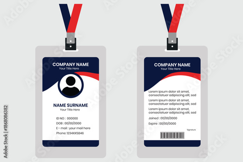 Modern and creative business id card template. Corporate id card design template for office employee, staff or others. Company employee business id card template.