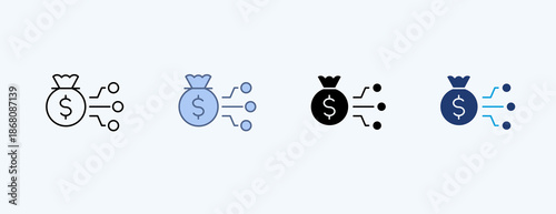 Money Allocation Multiple Icon Illustration Vector